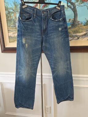 American Eagle Outfitters Men's Distressed Blue Relaxed Jeans